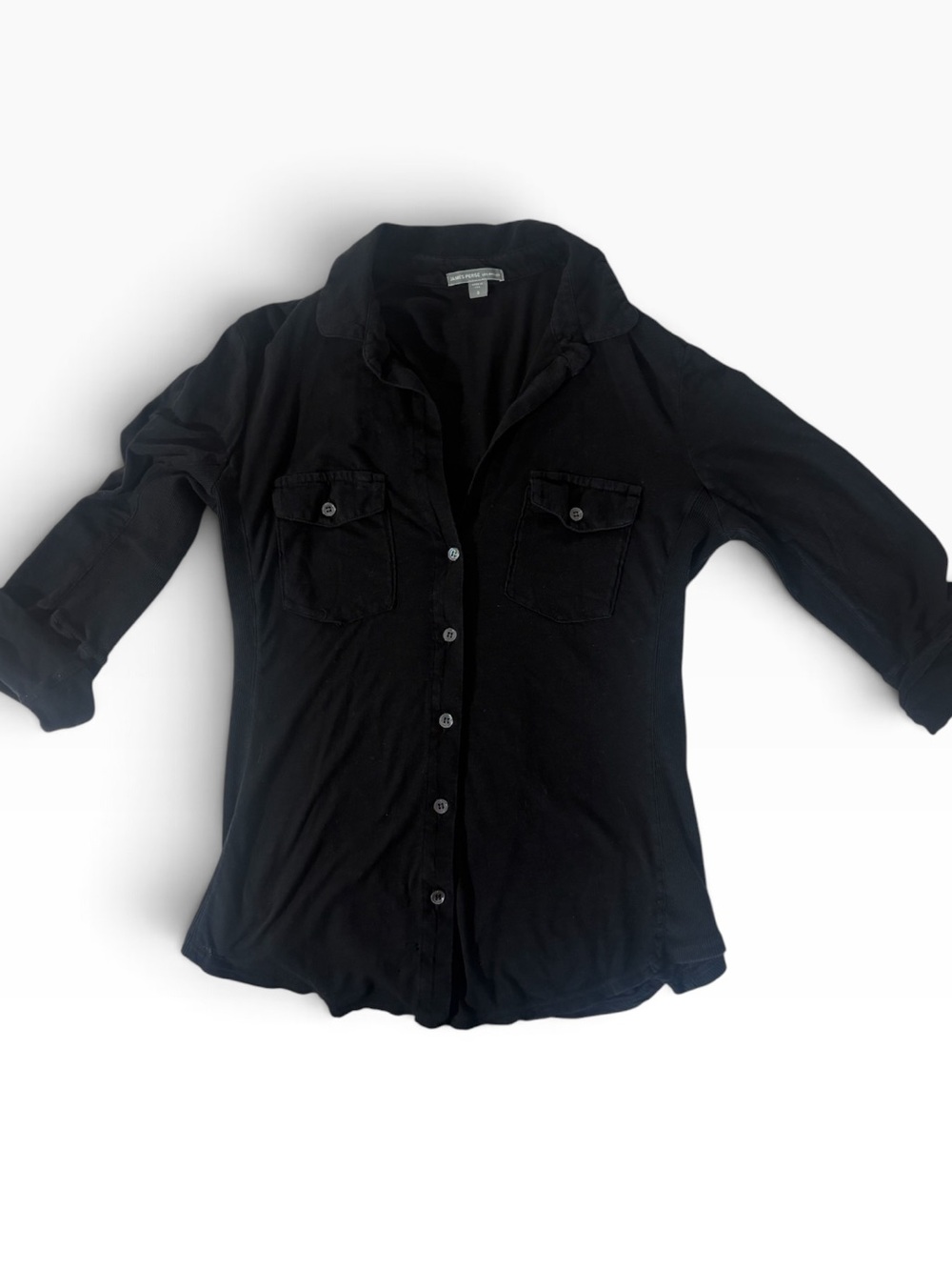 James Perse Sheer Slub Side Panel Shirt Black Size 3 / L